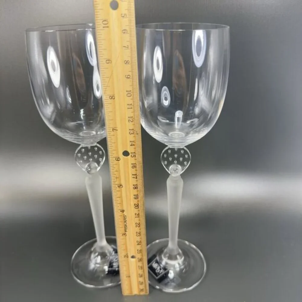 Mikasa Moonlight Frost Clear Stem Goblets Set 2 Flutes Cups Barware Lead Crystal